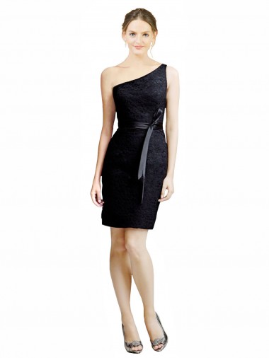 Lace One Shoulder Open Back A-Line Black Bridesmaid Dress Manchester