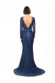 Lace Jewel Neck V-Back Mermaid, Sheath Dark Navy Bridesmaid Dress Manchester