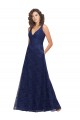 Lace V-Neck Low Back A-Line Dark Navy Bridesmaid Dress Manchester