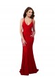 Lace V-Neck Open Back Mermaid Red Formal Dress / Bridesmaid Dress Manchester