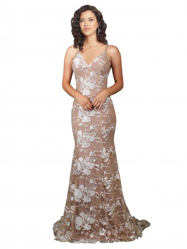 Lace V-Neck Open Back Mermaid Champagne Wedding Dress Manchester