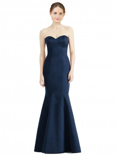 Satin Sweetheart Mermaid Dark Navy Bridesmaid Dress Manchester