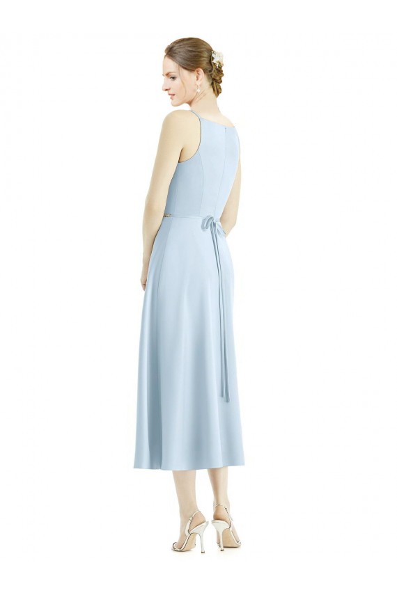 Satin V-Neck A-Line Light Sky Blue Bridesmaid Dress Manchester
