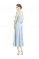 Satin V-Neck A-Line Light Sky Blue Bridesmaid Dress Manchester
