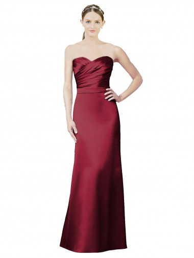 Satin Strapless Mermaid Burgundy Bridesmaid Dress / Evening Dress Manchester