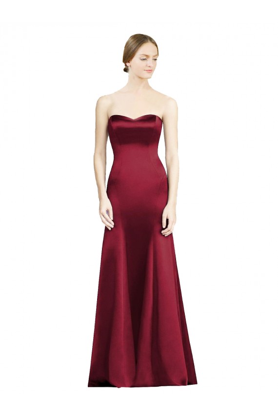 Satin Sweetheart Mermaid Burgundy Bridesmaid Dress Manchester