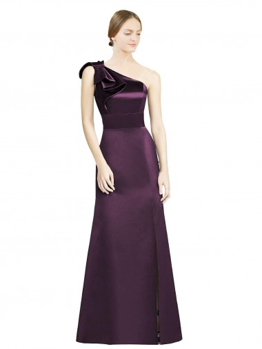 Satin One Shoulder Mermaid Grape Bridesmaid Dress Manchester