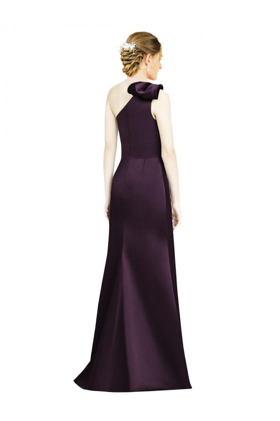 Satin One Shoulder Mermaid Grape Bridesmaid Dress Manchester