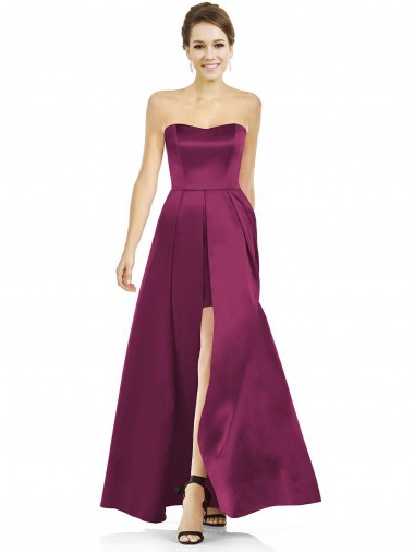 Satin Strapless A-Line Merlot Bridesmaid Dress Manchester