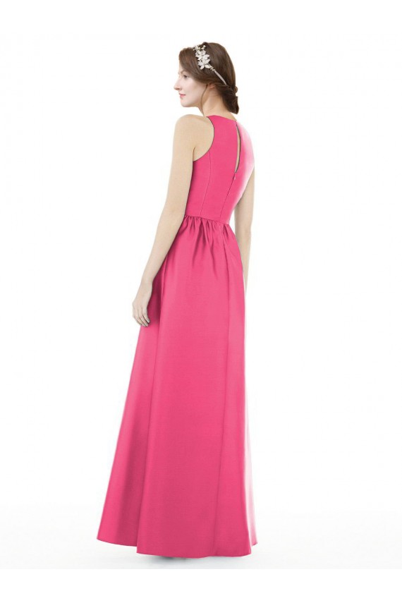 Satin Jewel Neck Keyhole Back A-Line Ruby Bridesmaid Dress Manchester