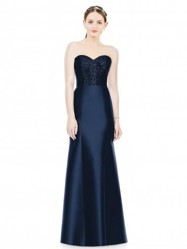 Satin Strapless Mermaid Dark Navy Evening Dress / Bridesmaid Dress Manchester