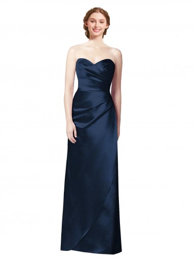 Satin Strapless A-Line Dark Navy Bridesmaid Dress Manchester