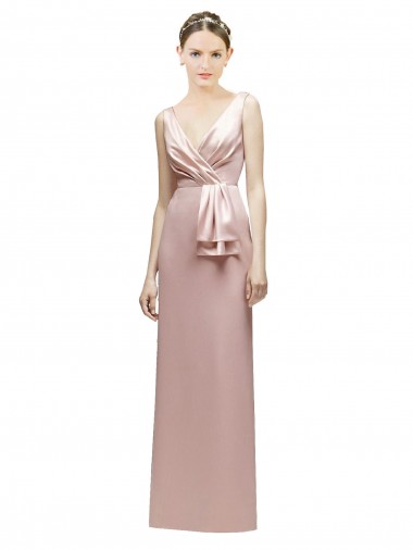 Satin V-Neck V-Back Sheath Pink Bridesmaid Dress Manchester