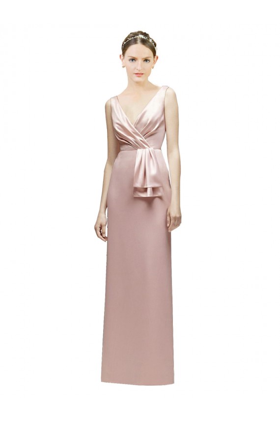 Satin V-Neck V-Back Sheath Pink Bridesmaid Dress Manchester
