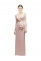 Satin V-Neck V-Back Sheath Pink Bridesmaid Dress Manchester