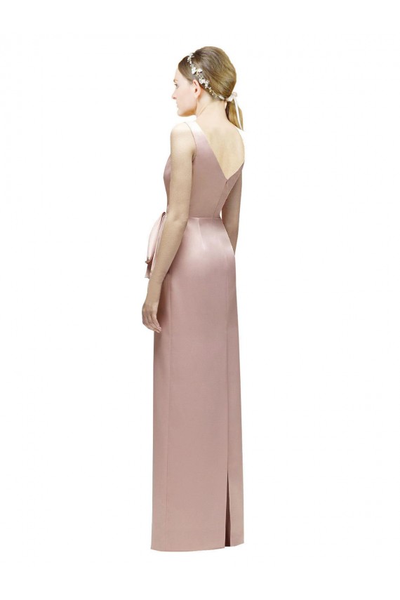 Satin V-Neck V-Back Sheath Pink Bridesmaid Dress Manchester