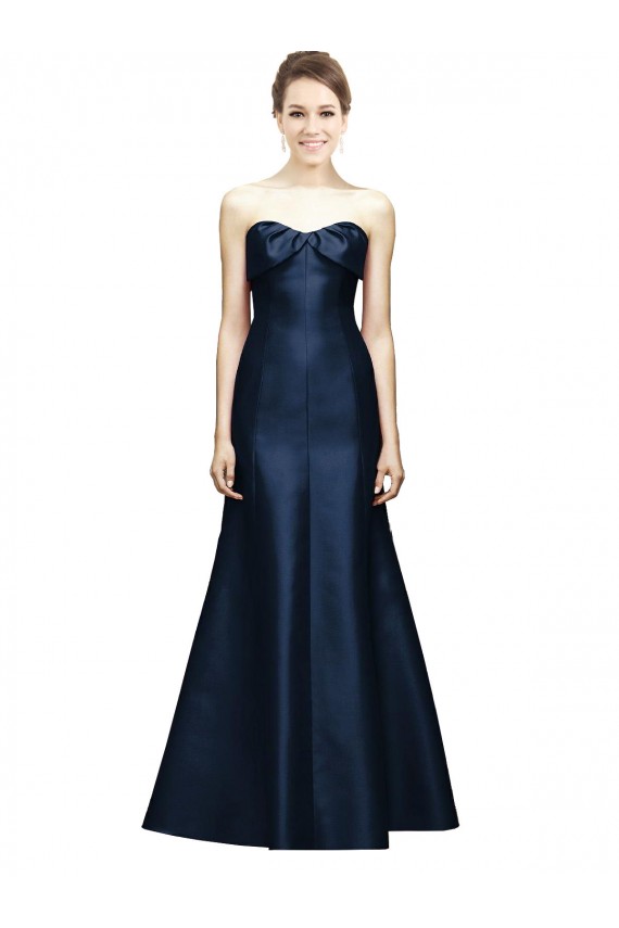 Satin Strapless Mermaid Dark Navy Bridesmaid Dress Manchester