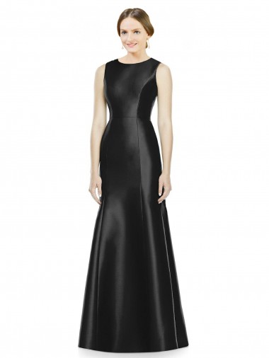 Satin High Neck Keyhole Back Mermaid Black Bridesmaid Dress Manchester