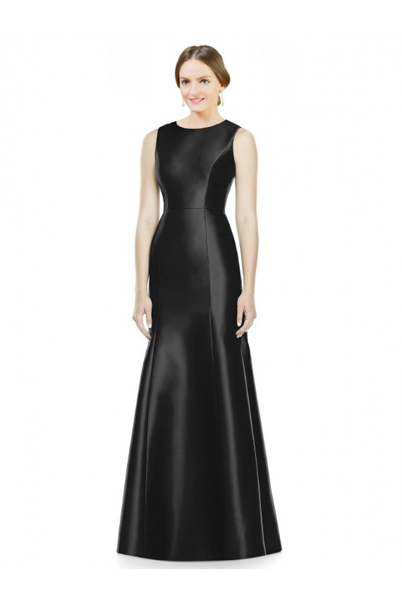 Satin High Neck Keyhole Back Mermaid Black Bridesmaid Dress Manchester