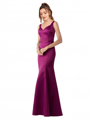 Satin Bateau Neck Open Back Sheath Merlot Black Tie Evening Gown / Prom Dress / Bridesmaid Dress Manchester