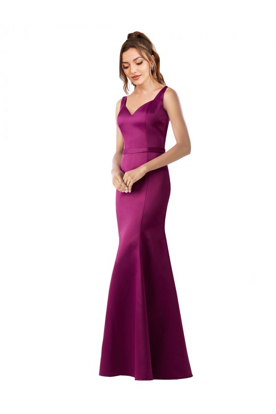 Satin Bateau Neck Open Back Sheath Merlot Black Tie Evening Gown / Prom Dress / Bridesmaid Dress Manchester