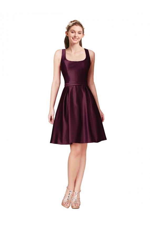 Satin Bateau Neck V-Back A-Line Prom Dress / Bridesmaid Dress Manchester