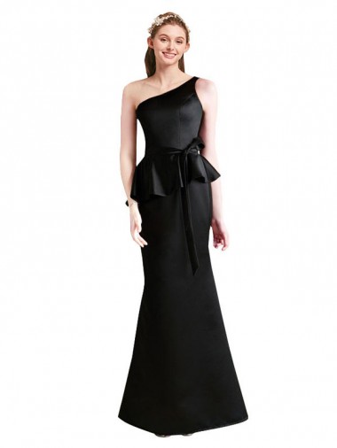 Satin One Shoulder Mermaid Black Bridesmaid Dress Manchester
