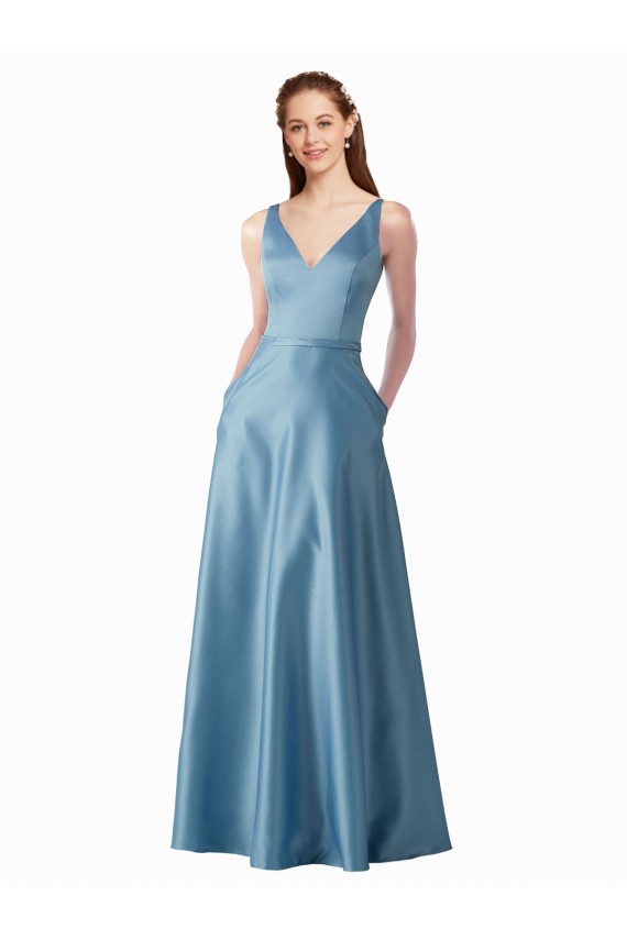 Satin High Neck A-Line Black Tie Prom Dress / Bridesmaid Dress Manchester