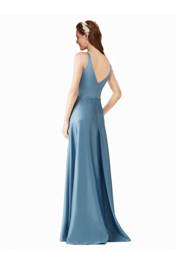 Satin High Neck A-Line Black Tie Prom Dress / Bridesmaid Dress Manchester