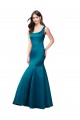 Satin Bateau Neck Mermaid Peacock Blue Prom Dress / Bridesmaid Dress Manchester