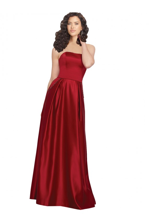 Satin Strapless A-Line Dark Red Prom Dress / Bridesmaid Dress Manchester