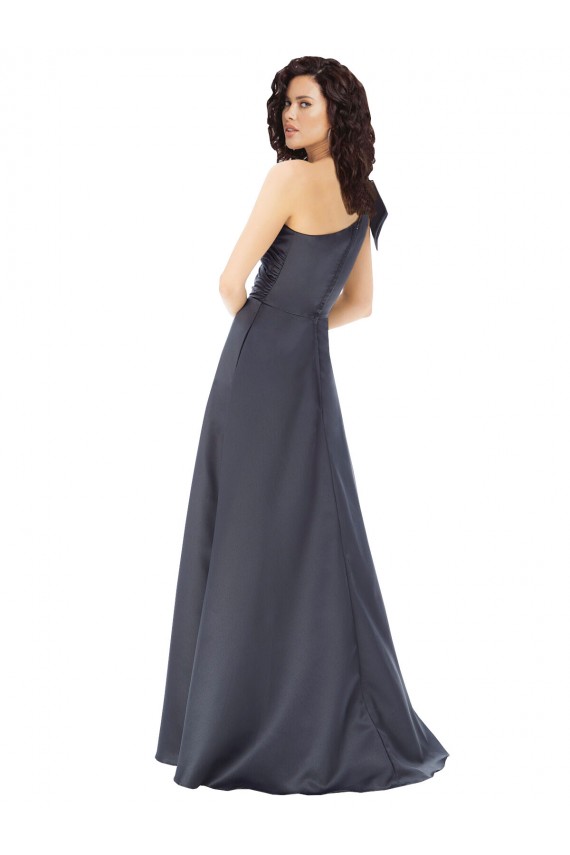 Satin One Shoulder A-Line Slate Grey Formal Evening Gown / Prom Dress / Bridesmaid Dress Manchester