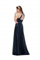 Satin V-Neck Keyhole Back A-Line Dark Navy Formal Evening Gown / Prom Dress / Bridesmaid Dress Manchester