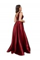 Satin V-Neck V-Back A-Line Burgundy Formal Plus Size Evening Gown / Prom Dress / Bridesmaid Dress Manchester