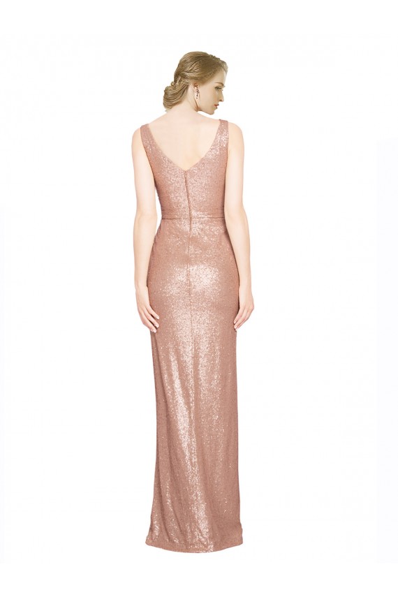 Sequin V-Neck Sheath Rose Gold Bridesmaid Dress / Evening Dress Manchester