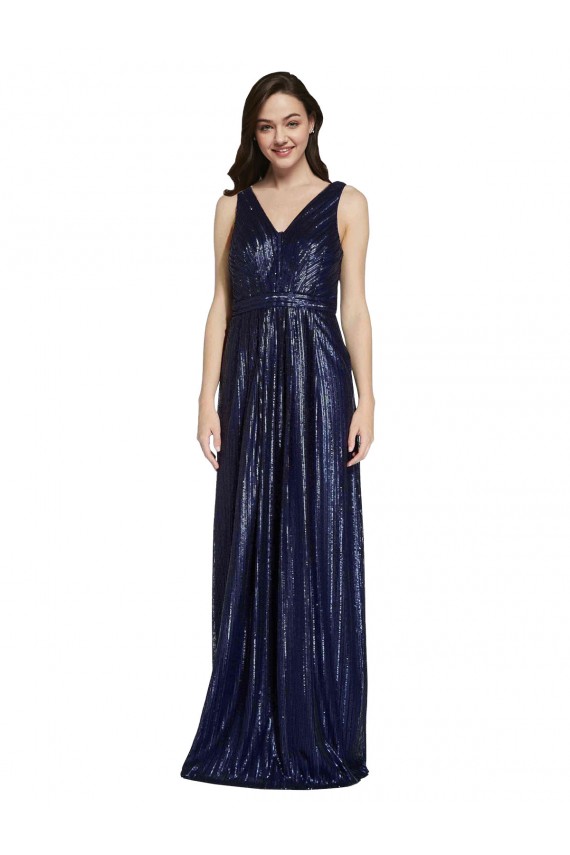 Sequin V-Neck V-Back Sheath Dark Navy Formal Evening Gown / Prom Dress / Bridesmaid Dress Manchester