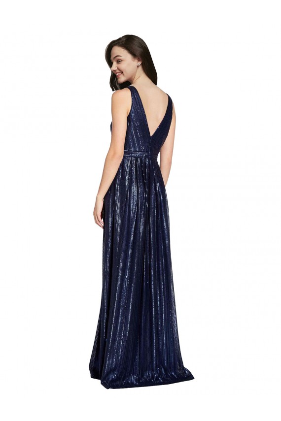 Sequin V-Neck V-Back Sheath Dark Navy Formal Evening Gown / Prom Dress / Bridesmaid Dress Manchester