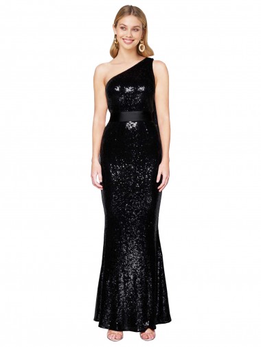 Sequin One Shoulder Mermaid Black Formal Evening Gown / Prom Dress / Bridesmaid Dress Manchester