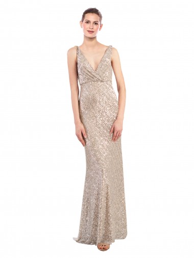 Sequin & Sparkling Sequin V-Neck V-Back Sheath Silver Formal Evening Gown / Prom Dress / Bridesmaid Dress Manchester