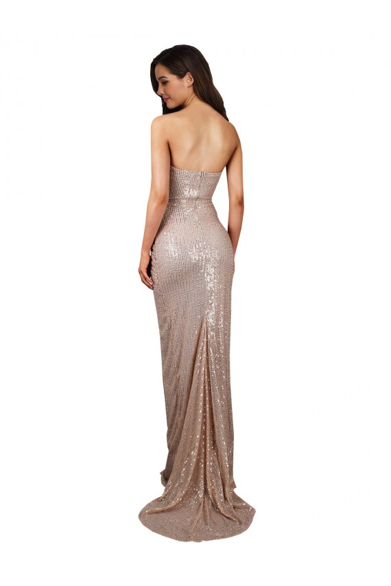 Sequin Scoop Neck Low Back Mermaid Champagne Formal Evening Gown / Prom Dress / Bridesmaid Dress Manchester
