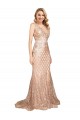 Sequin & Sparkling Sequin V-Neck V-Back Mermaid Rose Gold Formal Plus Size Evening Gown / Prom Dress / Bridesmaid Dress Manchester