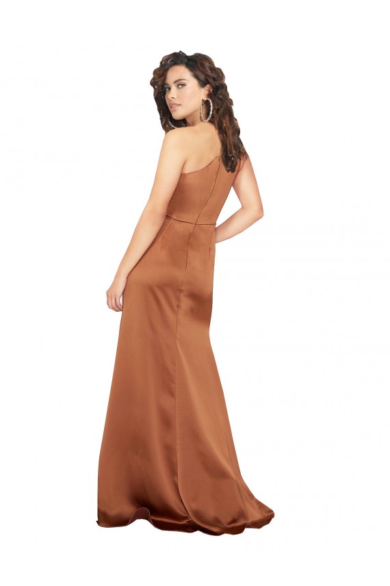 Silk like Satin One Shoulder A-Line Orange Formal Dress / Bridesmaid Dress Manchester