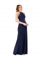 Silk like Satin High Neck Open Back Sheath Sapphire Formal Evening Gown / Prom Dress / Bridesmaid Dress Manchester