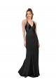 Silk like Satin V-Neck Open Back Sheath Black Black Tie Evening Gown / Prom Dress / Bridesmaid Dress Manchester