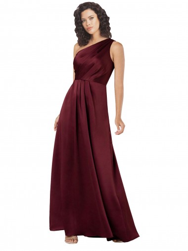 Silk like Satin One Shoulder A-Line Burgundy Formal Evening Gown / Prom Dress / Bridesmaid Dress Manchester