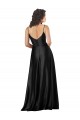 Silk like Satin V-Neck Low Back A-Line Black Formal Dress / Bridesmaid Dress Manchester