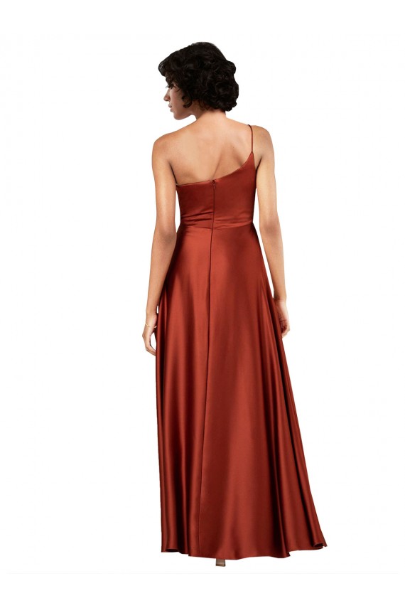 Silk like Satin One Shoulder A-Line Burnt Orange Black Tie Evening Gown / Prom Dress / Bridesmaid Dress Manchester