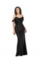 Silk like Satin Off the Shoulder Low Back A-Line Black Formal Dress / Bridesmaid Dress Manchester