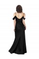 Silk like Satin Off the Shoulder Low Back A-Line Black Formal Dress / Bridesmaid Dress Manchester