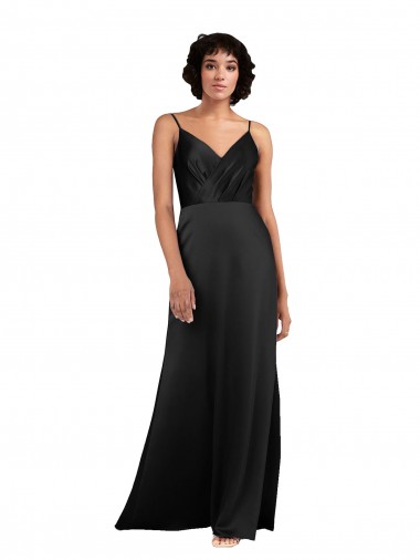 Silk like Satin V-Neck Column Black Formal Evening Gown / Prom Dress / Bridesmaid Dress Manchester